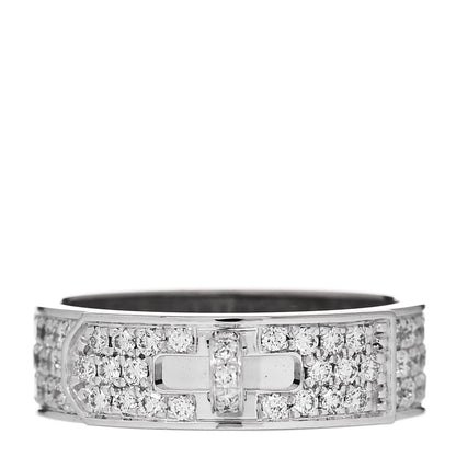 Hermes 18K White Gold Diamond Pave Kelly Ring 48 4.5 1 of 4
