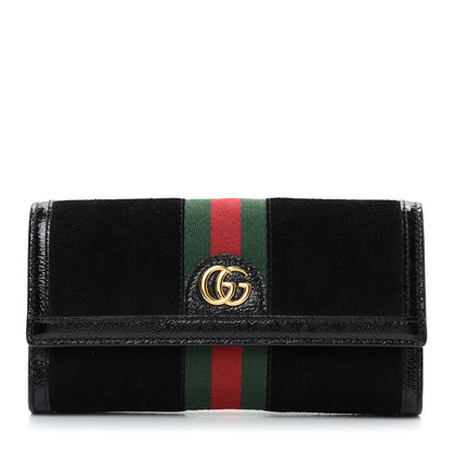 Gucci Suede Patent GG Web Ophidia Continental Wallet Black 1 of 8