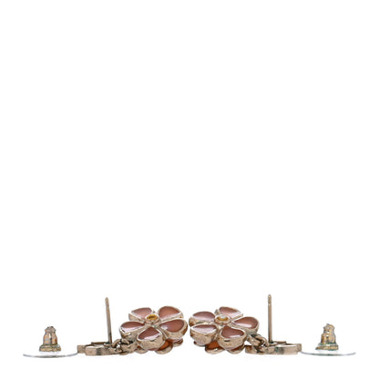 Chanel Crystal CC Flower Drop Earrings Black Pink Gold 4 of 5