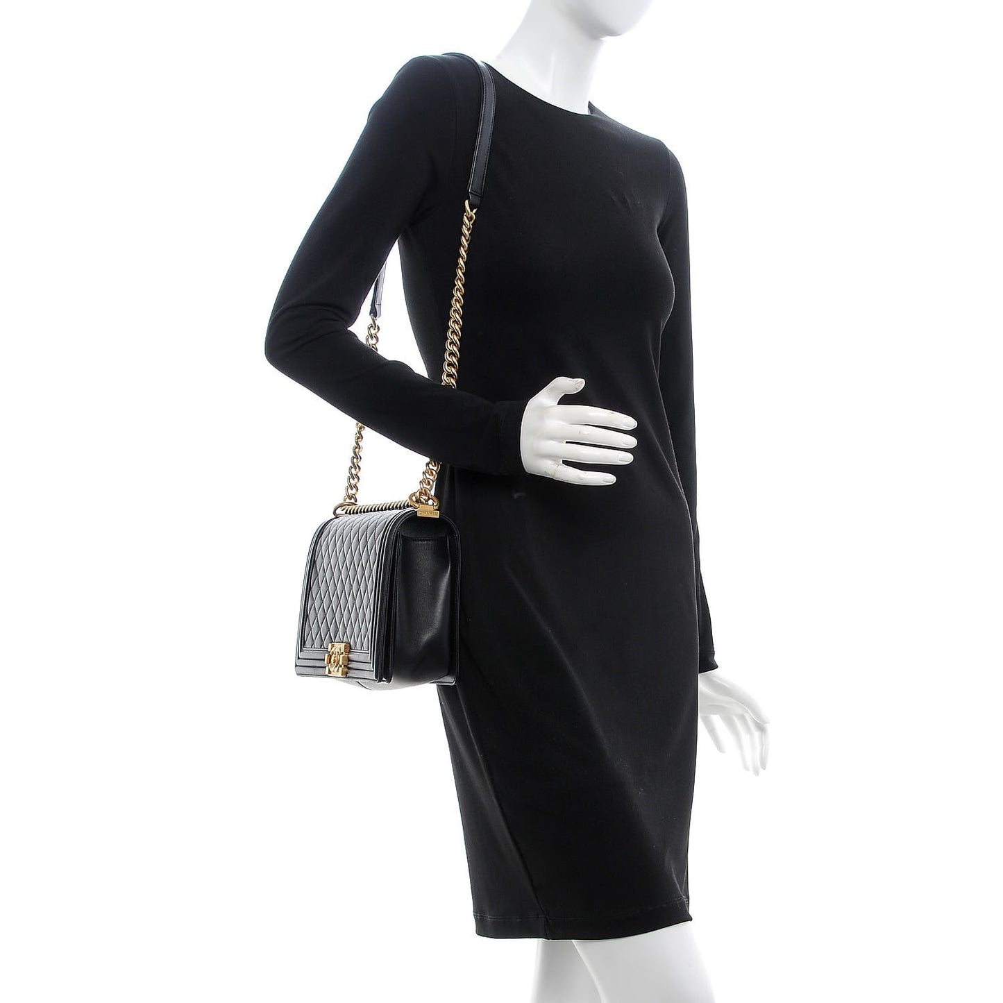 Lambskin Quilted New Medium Boy Flap Black