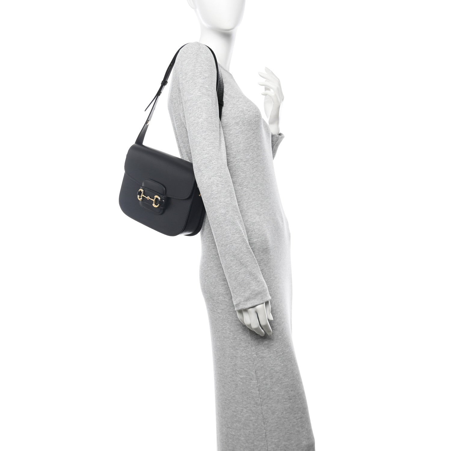 Gucci Azalea Calfskin Horsebit 1955 Shoulder Bag Black 2 of 7