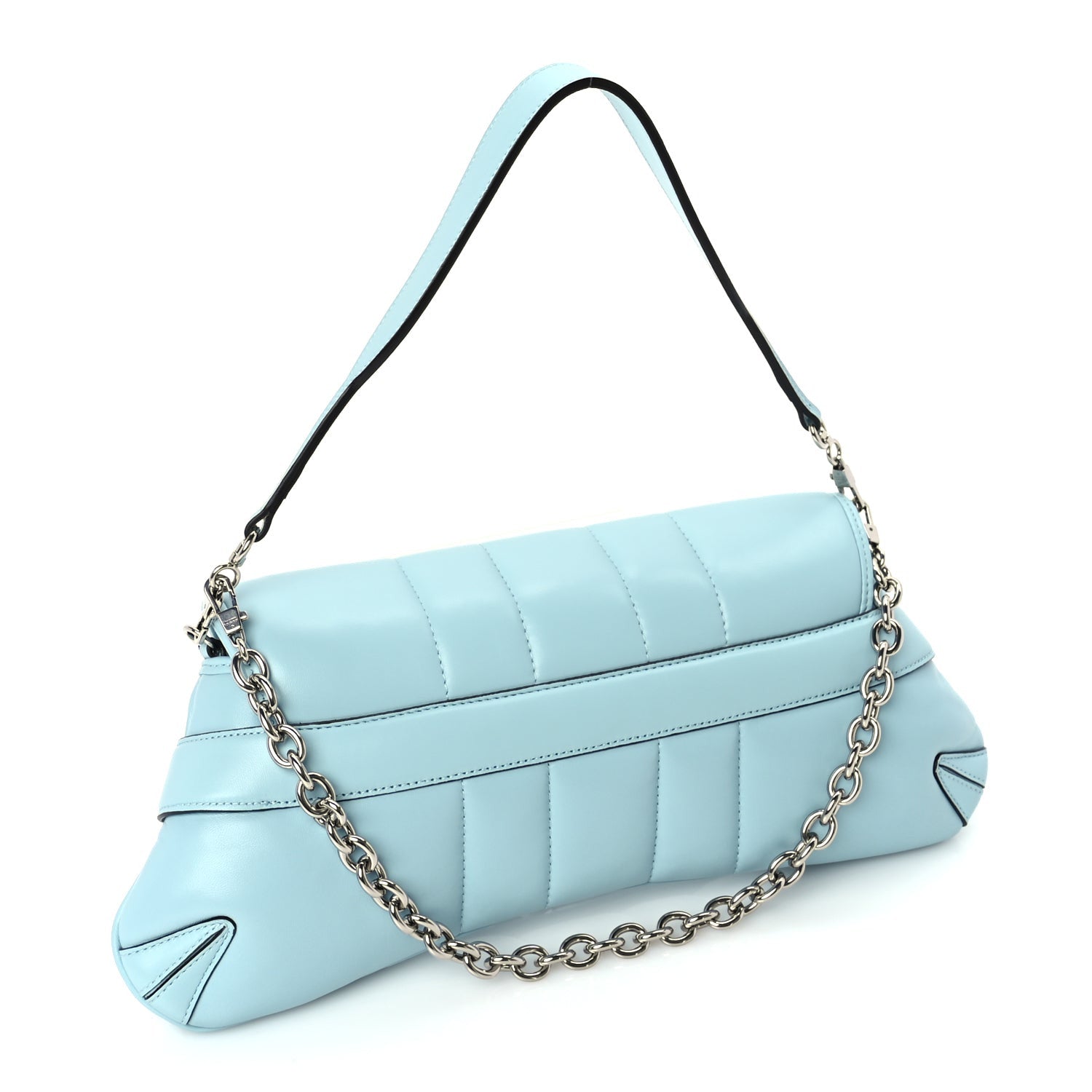 Gucci Nappa Vertical Matelasse Medium Maxi Horsebit Chain Shoulder Bag Crystal Snow 2 of 9