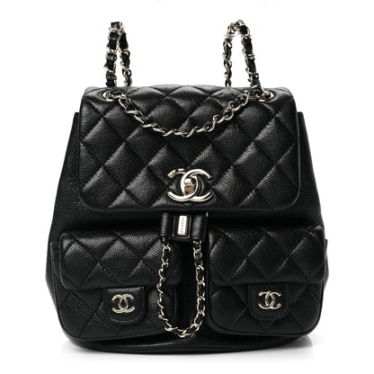 Chanel Shiny Caviar Quilted Small Duma Pockets Drawstring Backpack Black 1 of 9