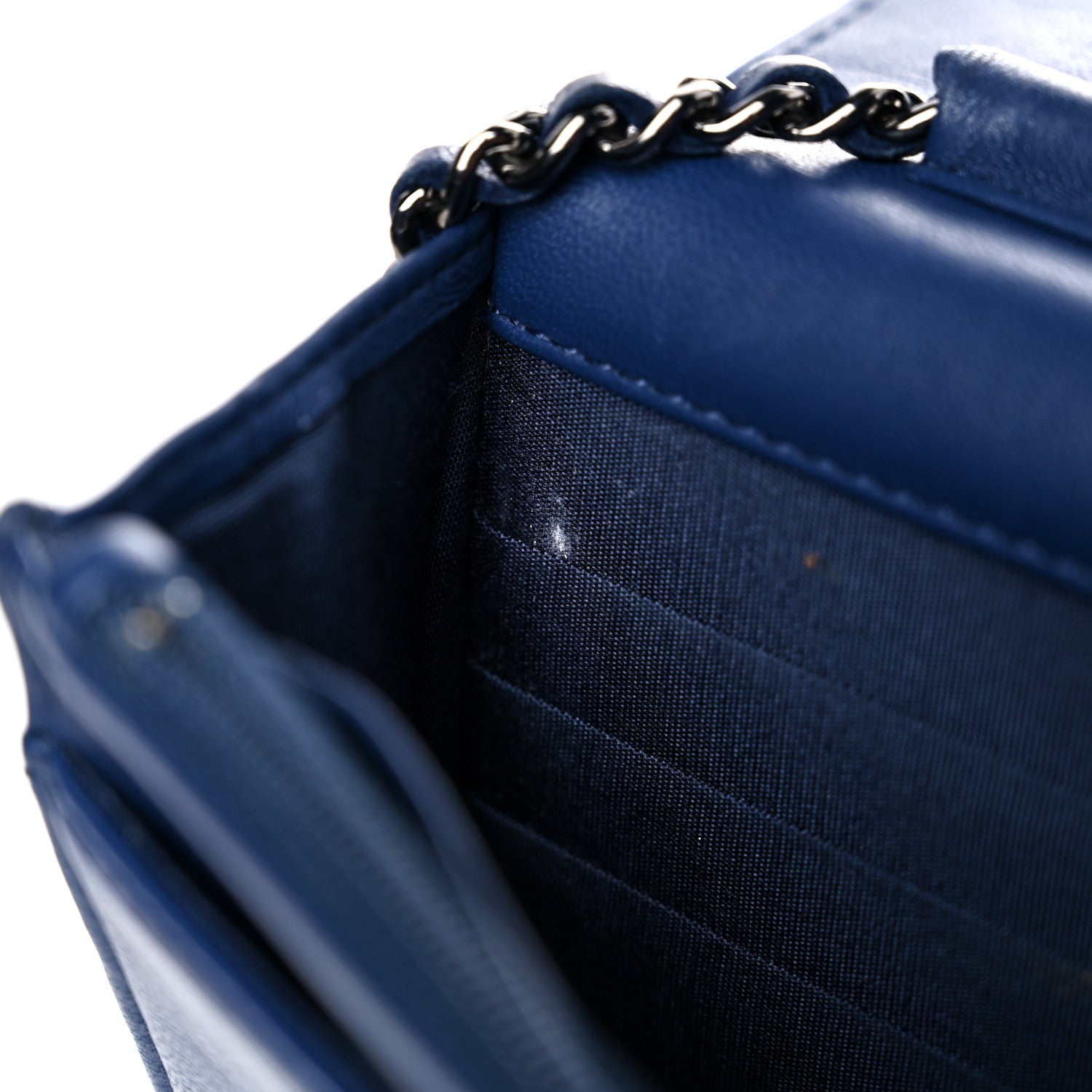 Chanel Lambskin Quilted CC Crossing Wallet On Chain WOC Blue 16 of 23