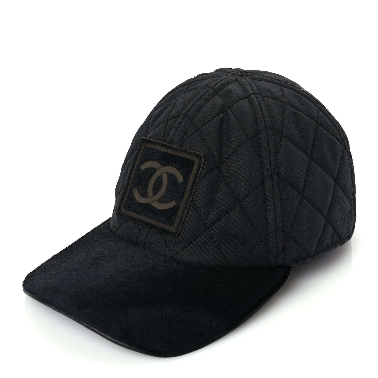 Chanel Nylon Pony Hair Quilted CC Cap M Black 1 of 8