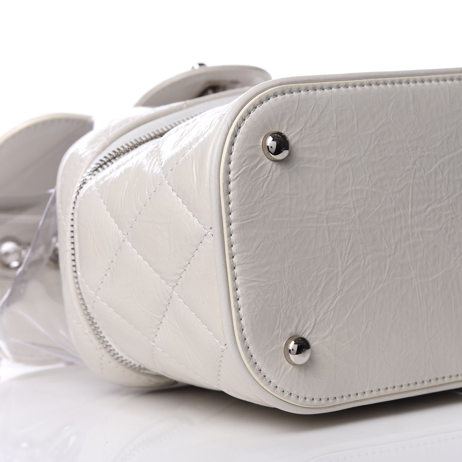 Chanel Crumpled Calfskin PVC Quilted Backpack White 6 of 8