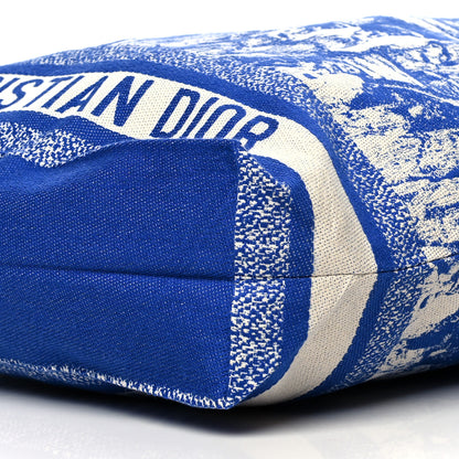 Christian Dior Canvas Print Cruise Tote Ivory Blue 9 of 10