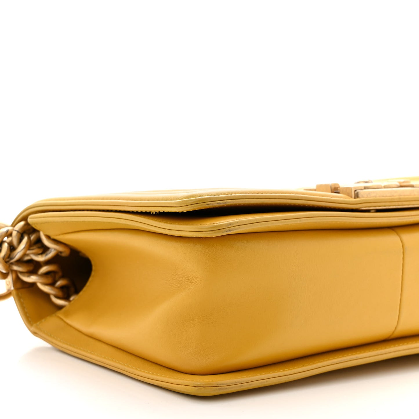 Calfskin Quilted Medium Boy Flap Yellow