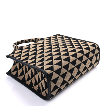 Prada Jacquard Saffiano Triangolo Symbole Embroidered Small Tote Black Corda Beige 8 of 9