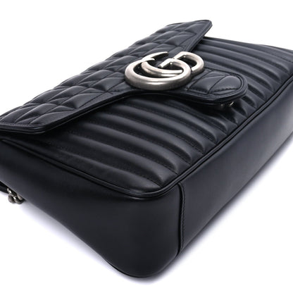 Gucci Calfskin Matelasse Aria Medium GG Marmont Shoulder Bag  Black 8 of 8