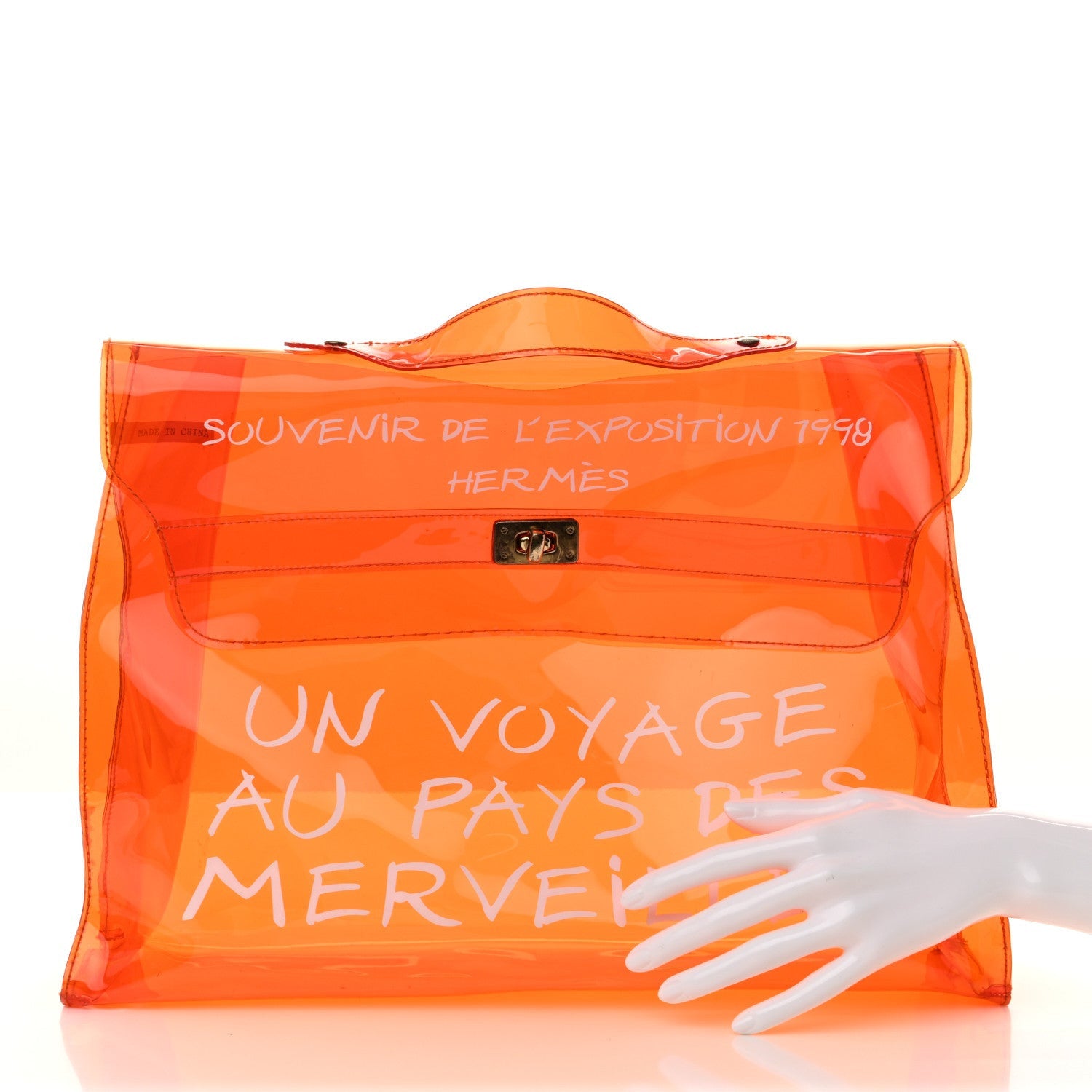 Hermes Vinyl Souvenir De L'Exposition Kelly Orange 2 of 7