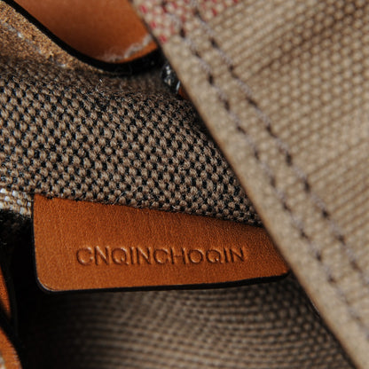 Burberry Canvas Mega Check Medium Ashby Hobo Saddle Brown 8 of 9