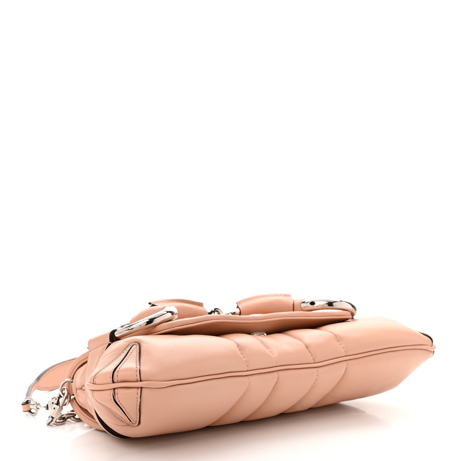 Gucci Nappa Vertical Matelasse Medium Maxi Horsebit Chain Shoulder Bag Rose Beige 4 of 7
