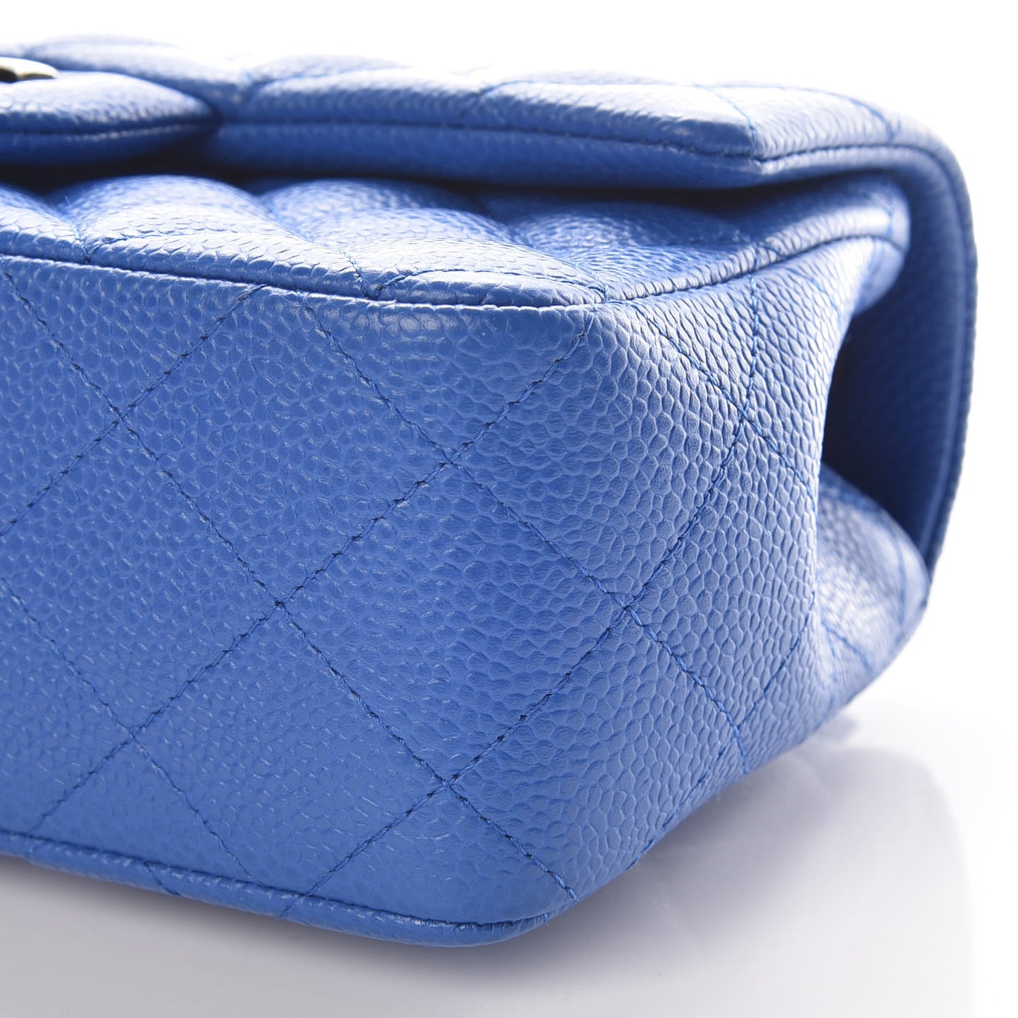 Caviar Quilted Mini Rectangular Flap Blue