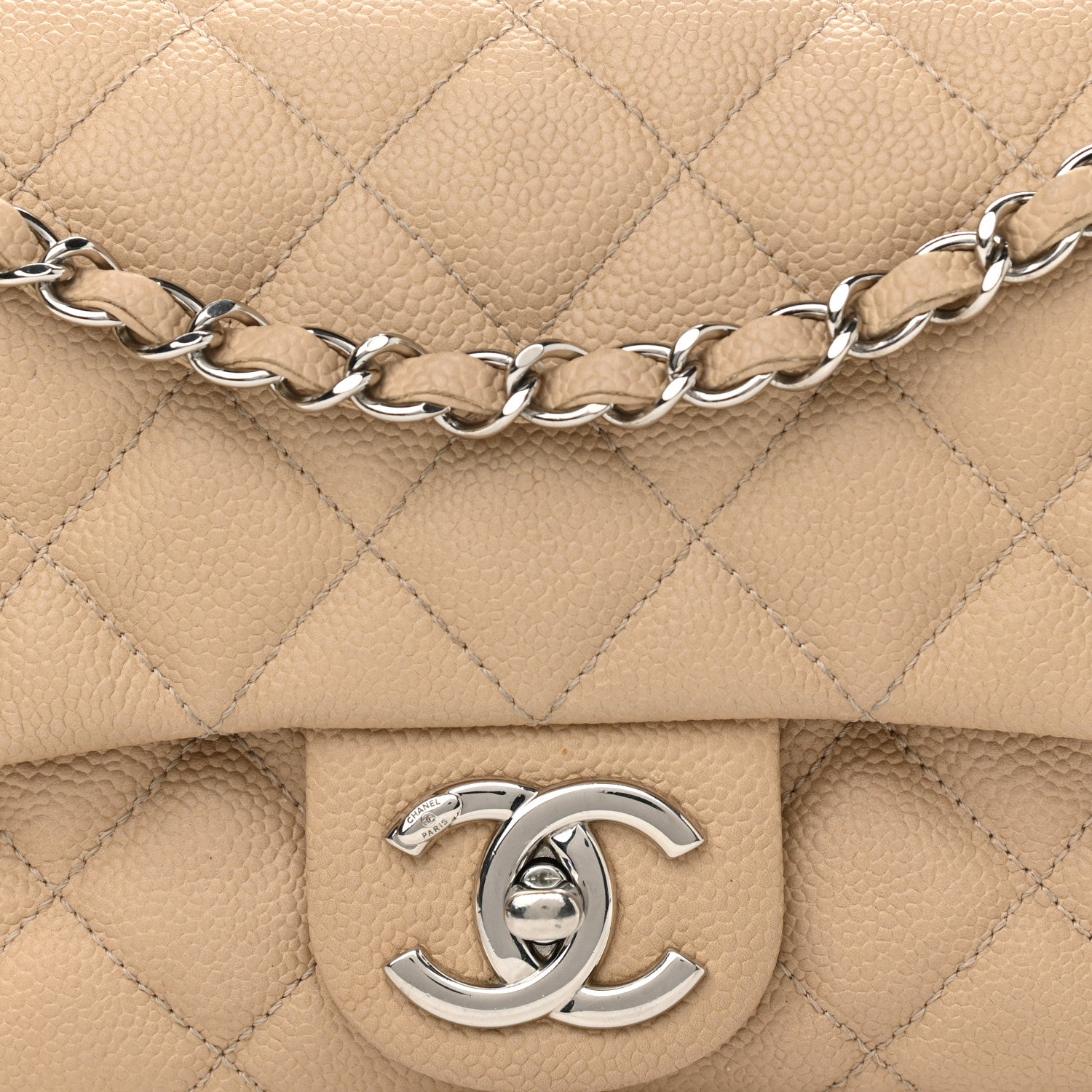 Chanel Caviar Quilted Medium Easy Flap Beige 8 of 18
