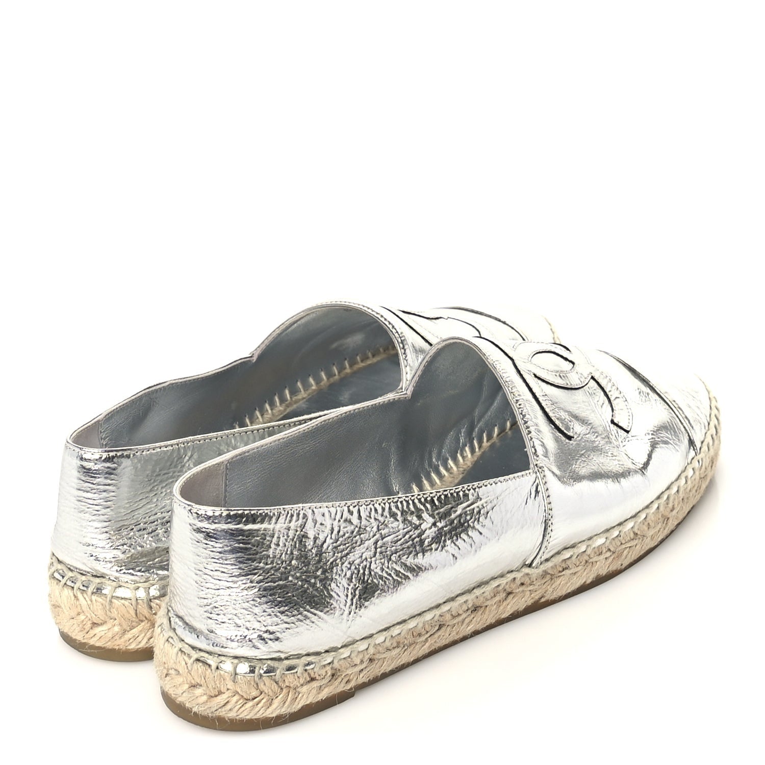 Chanel Laminated Goatskin CC Espadrilles 41  Silver 4 of 7