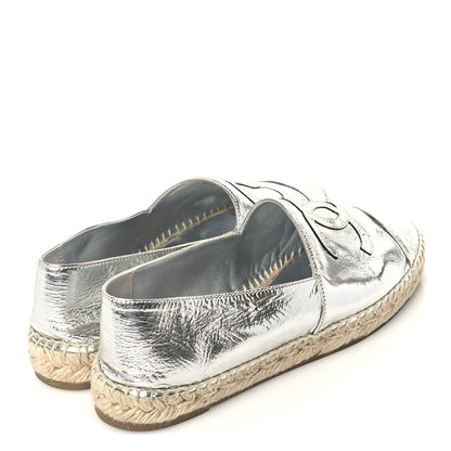 Chanel Laminated Goatskin CC Espadrilles 41  Silver 4 of 7