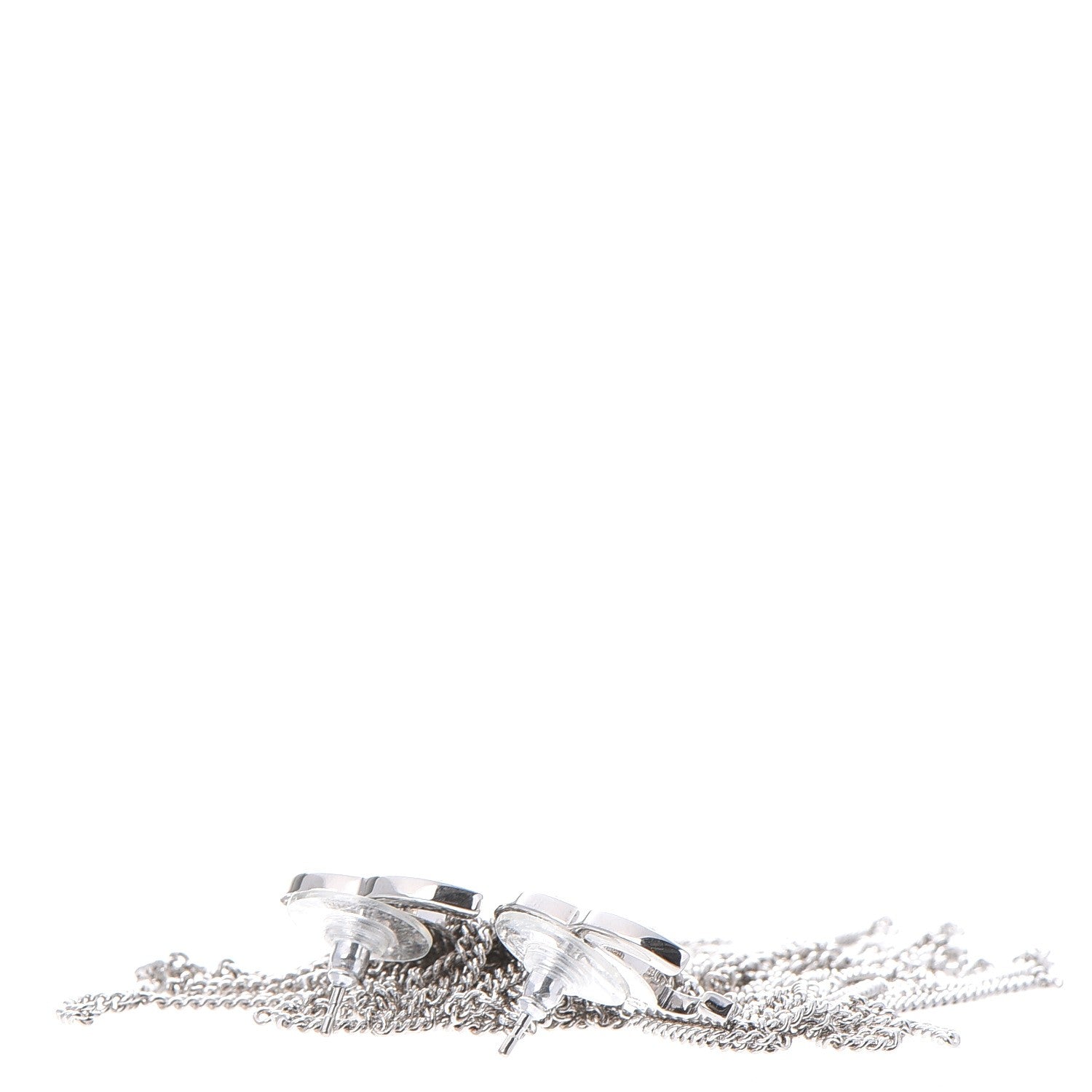 Chanel Crystal CC Chain Drop Earrings Silver 4 of 6