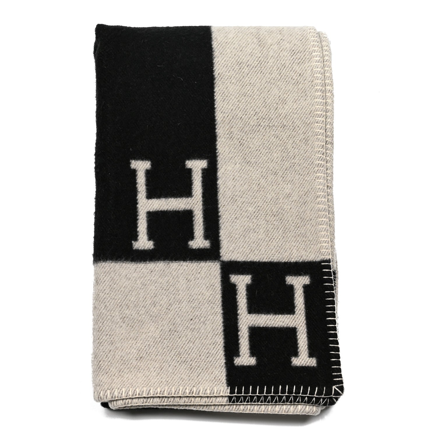 Hermes Wool Cashmere Avalon Blanket Ecru Gris Fonce 1 of 3