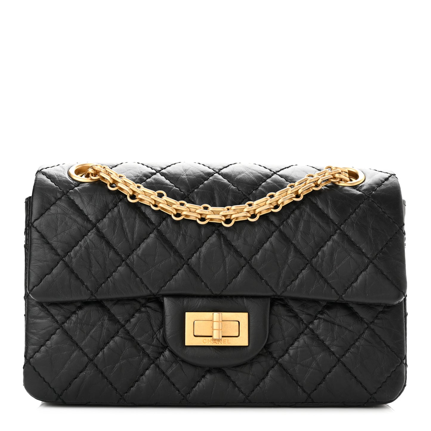 Aged Calfskin Quilted 2.55 Reissue Mini Flap Black
