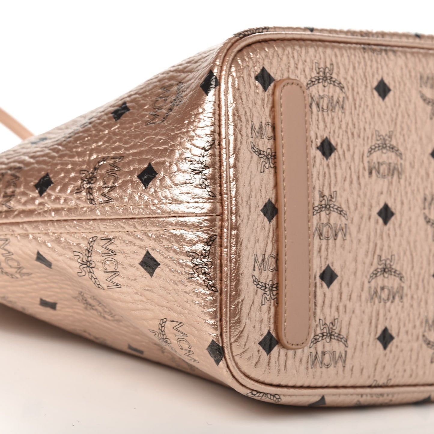 Metallic Visetos Medium Reversible Shopper Tote Champagne Gold