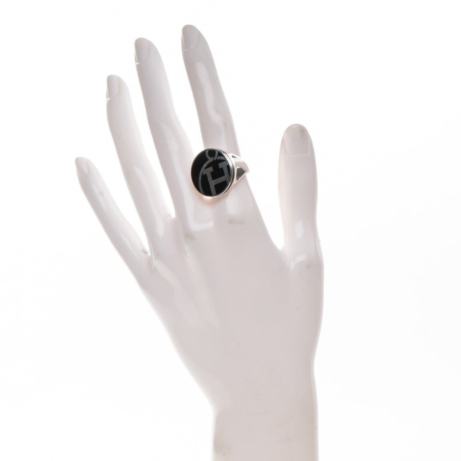 Hermes Sterling Silver Enamel Ring 52 6.25 Black 2 of 4