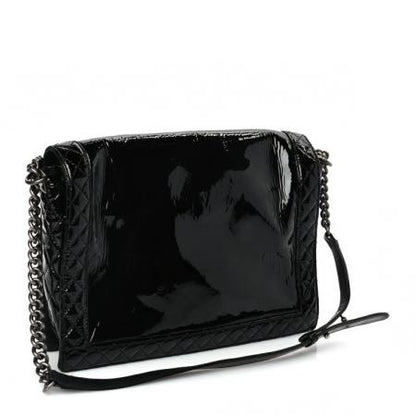 Chanel Patent Large Boy Reverso Flap Black 6 of 27