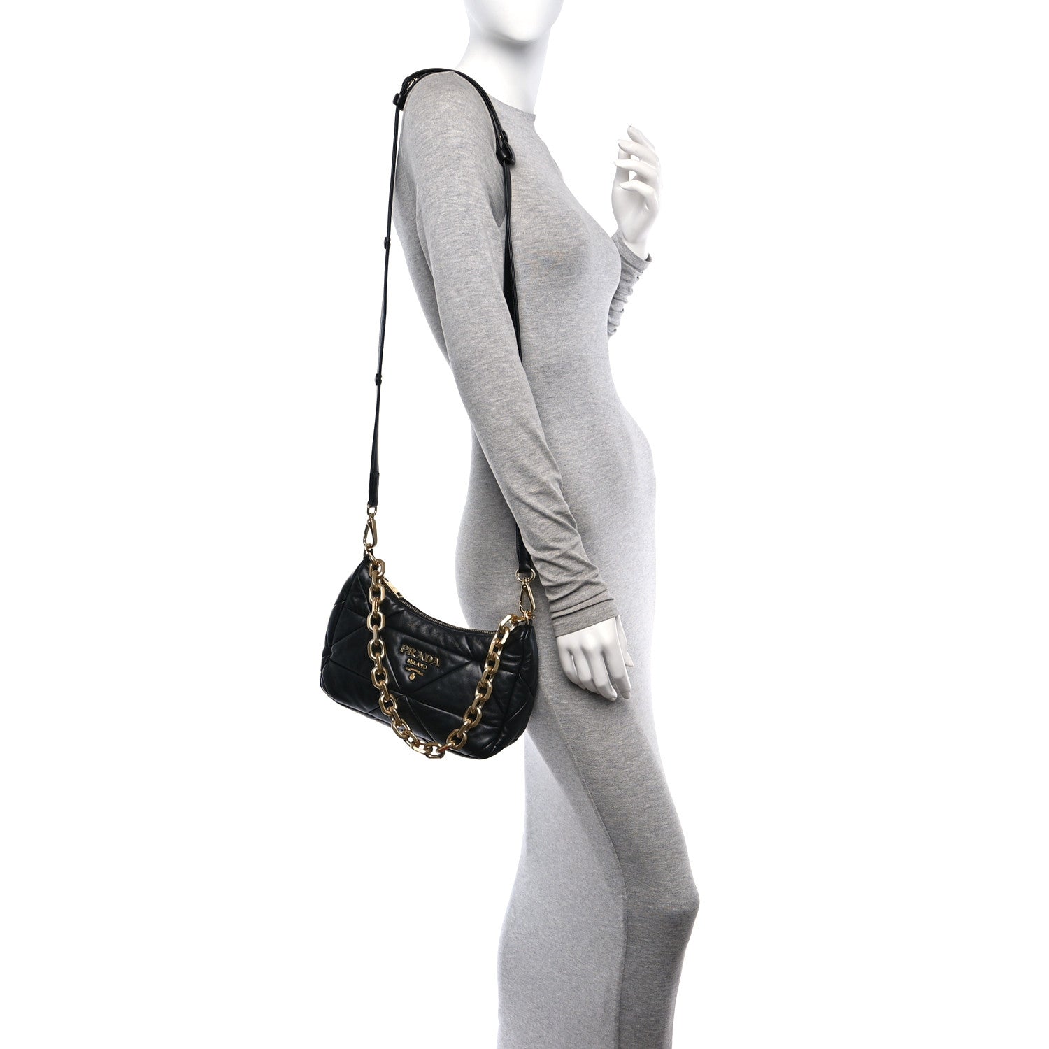 Prada Nappa Triangle Quilted Patchwork System Bag Black 3 of 10