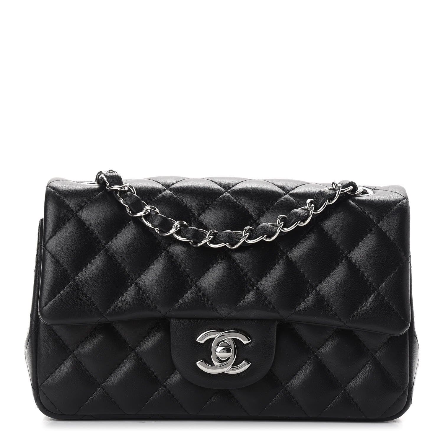 Chanel Lambskin Quilted Mini Rectangular Flap Black 1 of 9