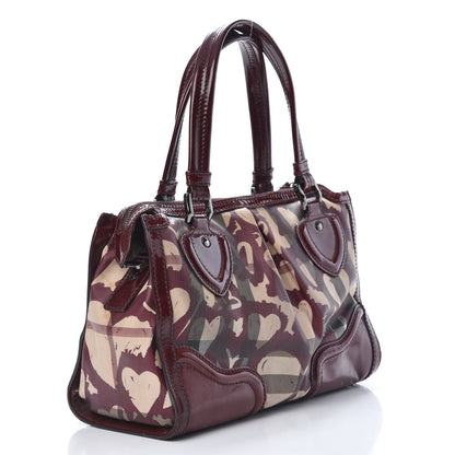 Burberry Nova Check Heart Print Pilgrim Satchel Berry 3 of 19