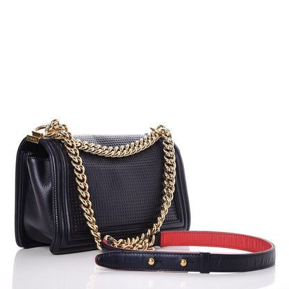 Chanel Lambskin Embossed Medium Boy Cube Flap Navy 3 of 8