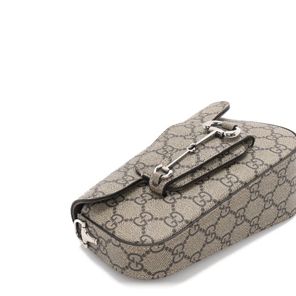 Gucci GG Supreme Monogram Small Horsebit 1955 Asymmetric Shoulder Bag Beige Ebony 7 of 8