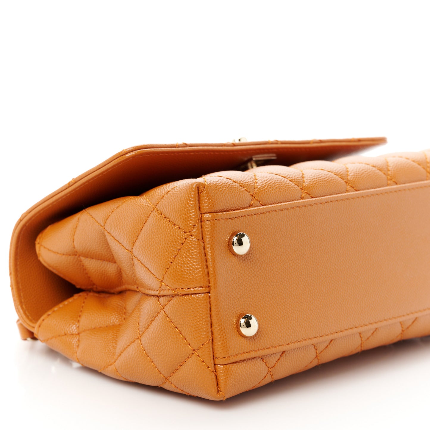 Caviar Quilted Mini Coco Handle Flap Light Brown