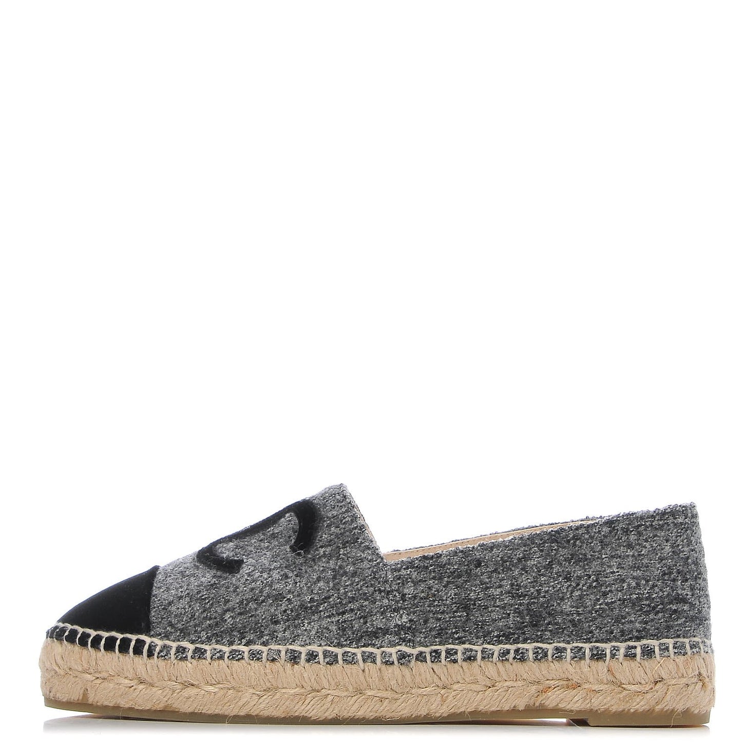Tweed Velvet CC Espadrilles 38 Grey Black