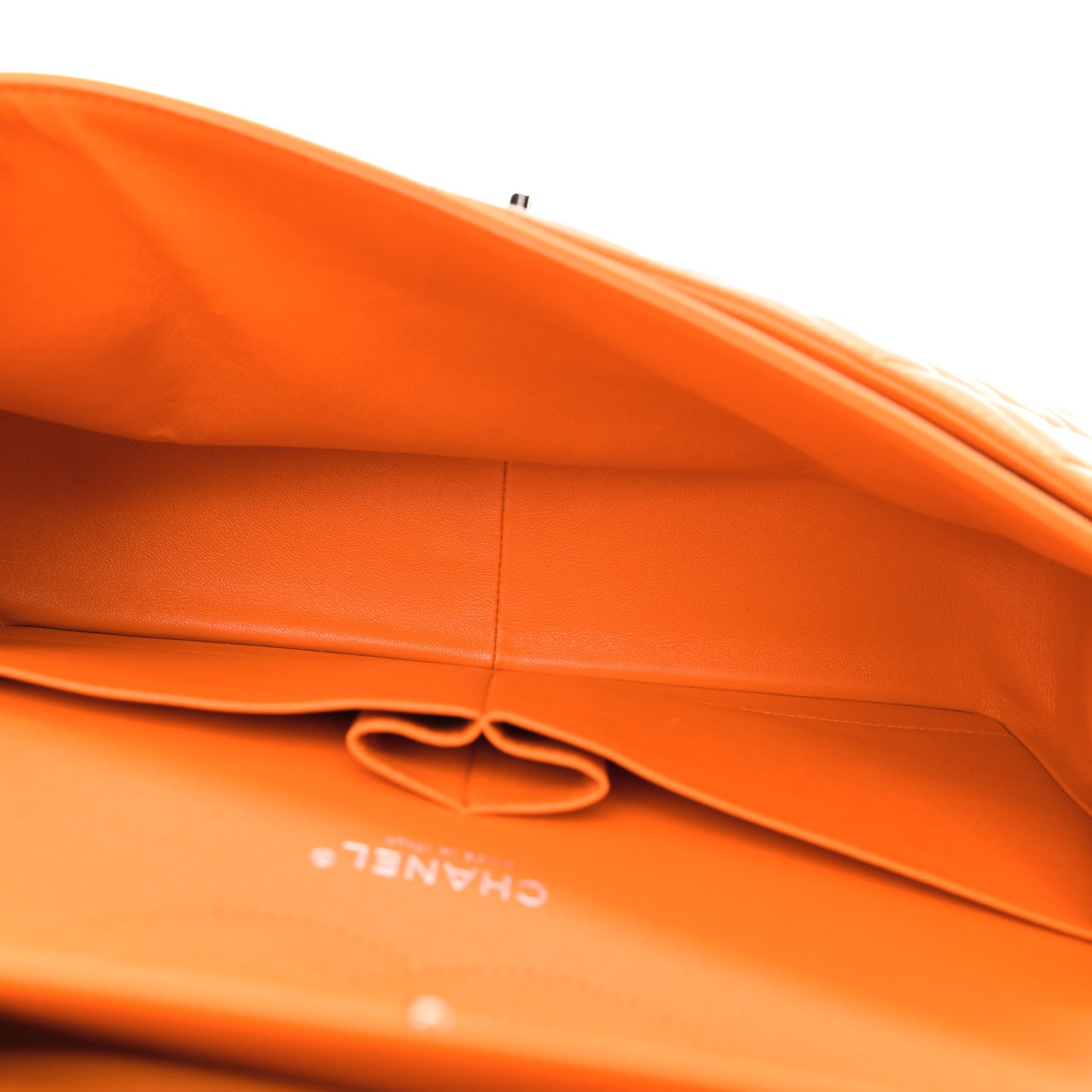 Patent Quilted Jumbo Double Flap Orange