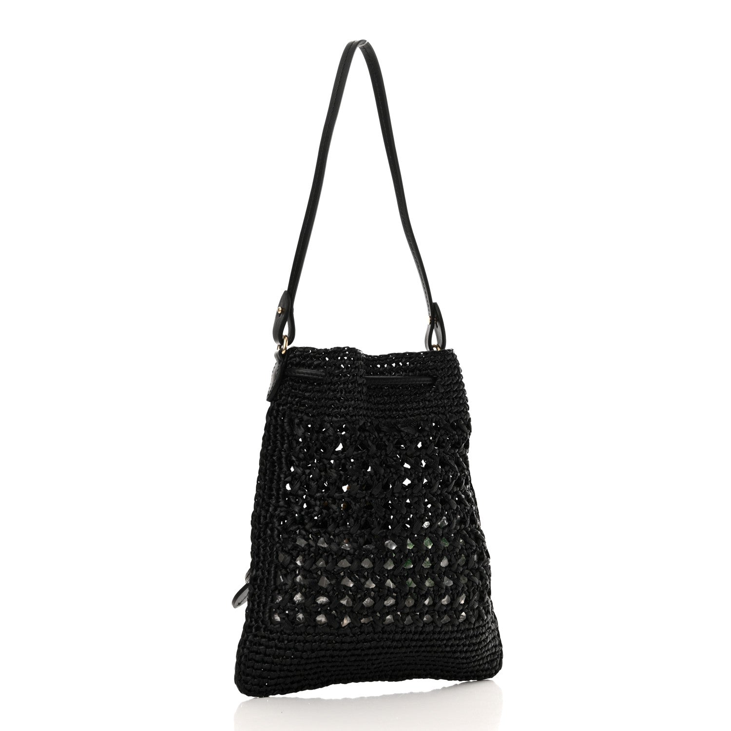 Miu Miu Raffia Shoulder Bag Black 3 of 9