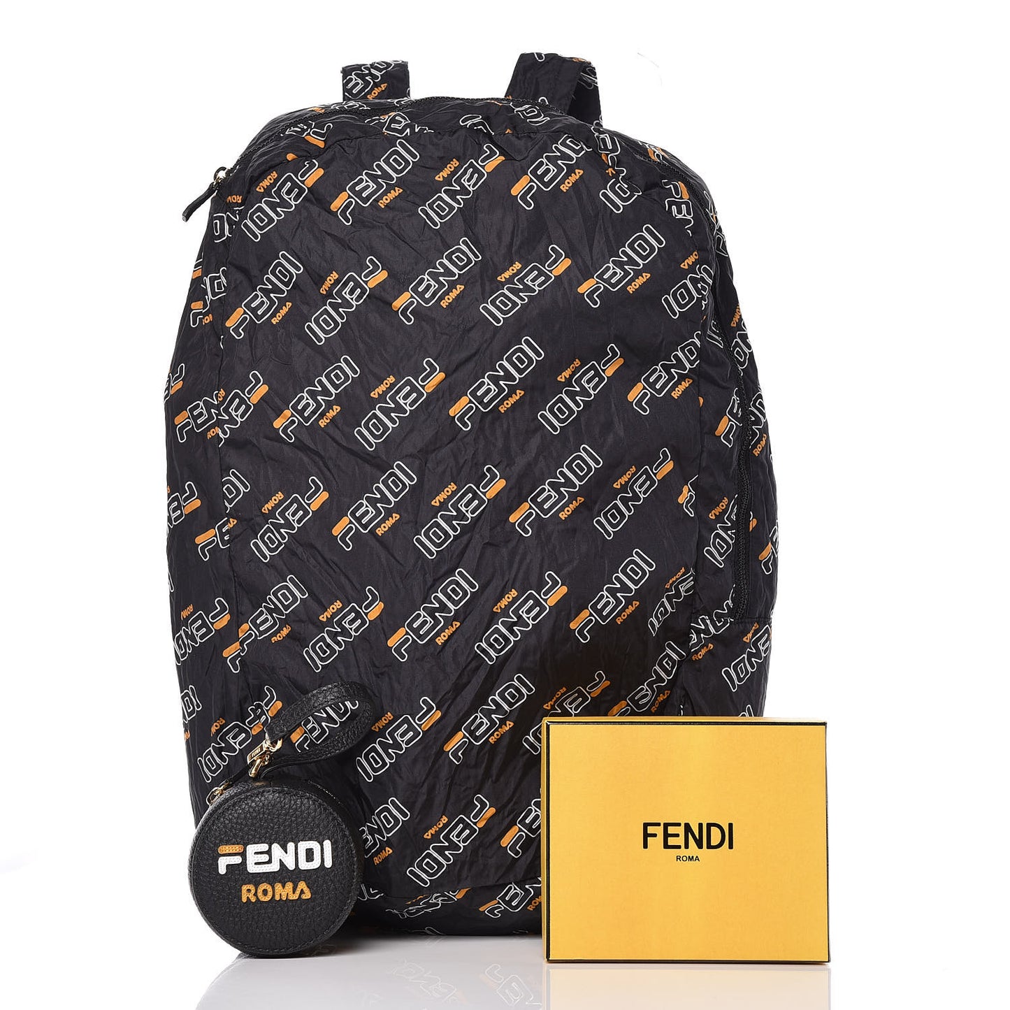 X FILA Calfskin Mania Backpack Help Bag Charm Black