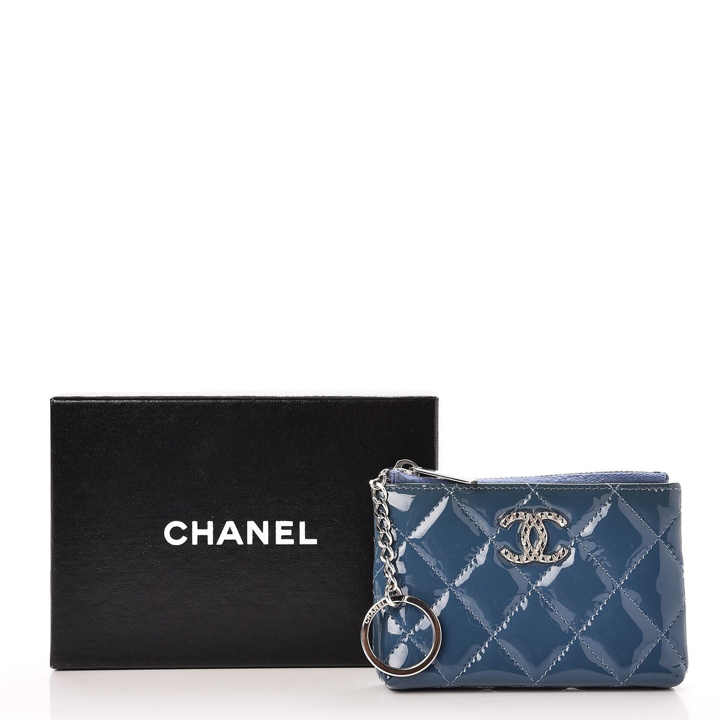 Patent Quilted Brilliant Key Holder Case Royal Blue