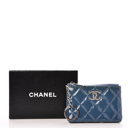 Chanel Patent Quilted Brilliant Key Holder Case Royal Blue 10 of 10