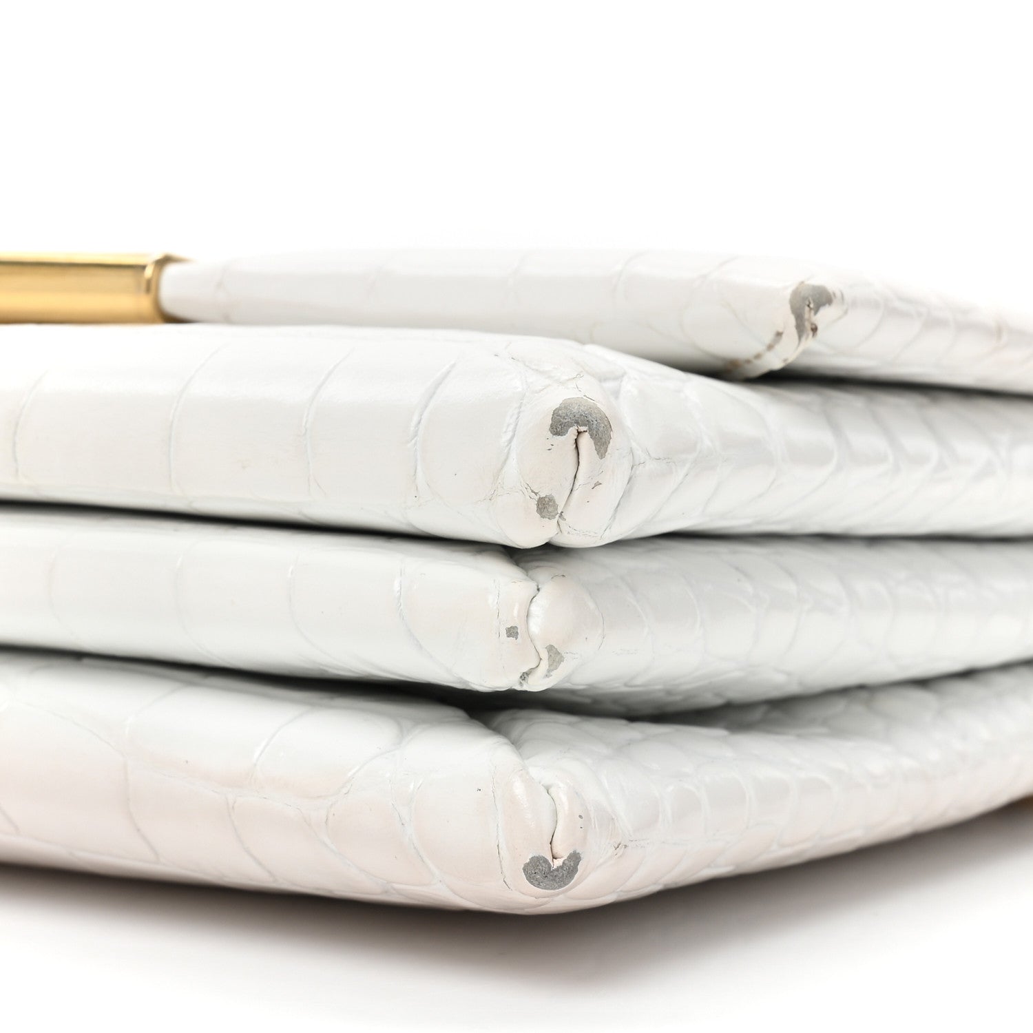 Balenciaga Shiny Extra Supple Calfskin Crocodile Embossed Small Triplet Bag Optic White 14 of 19