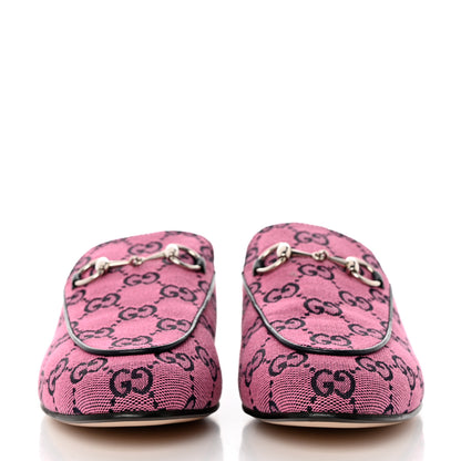 Gucci Canvas GG Monogram Horsebit Womens Princetown Slippers 37.5 Pink Blue 2 of 11
