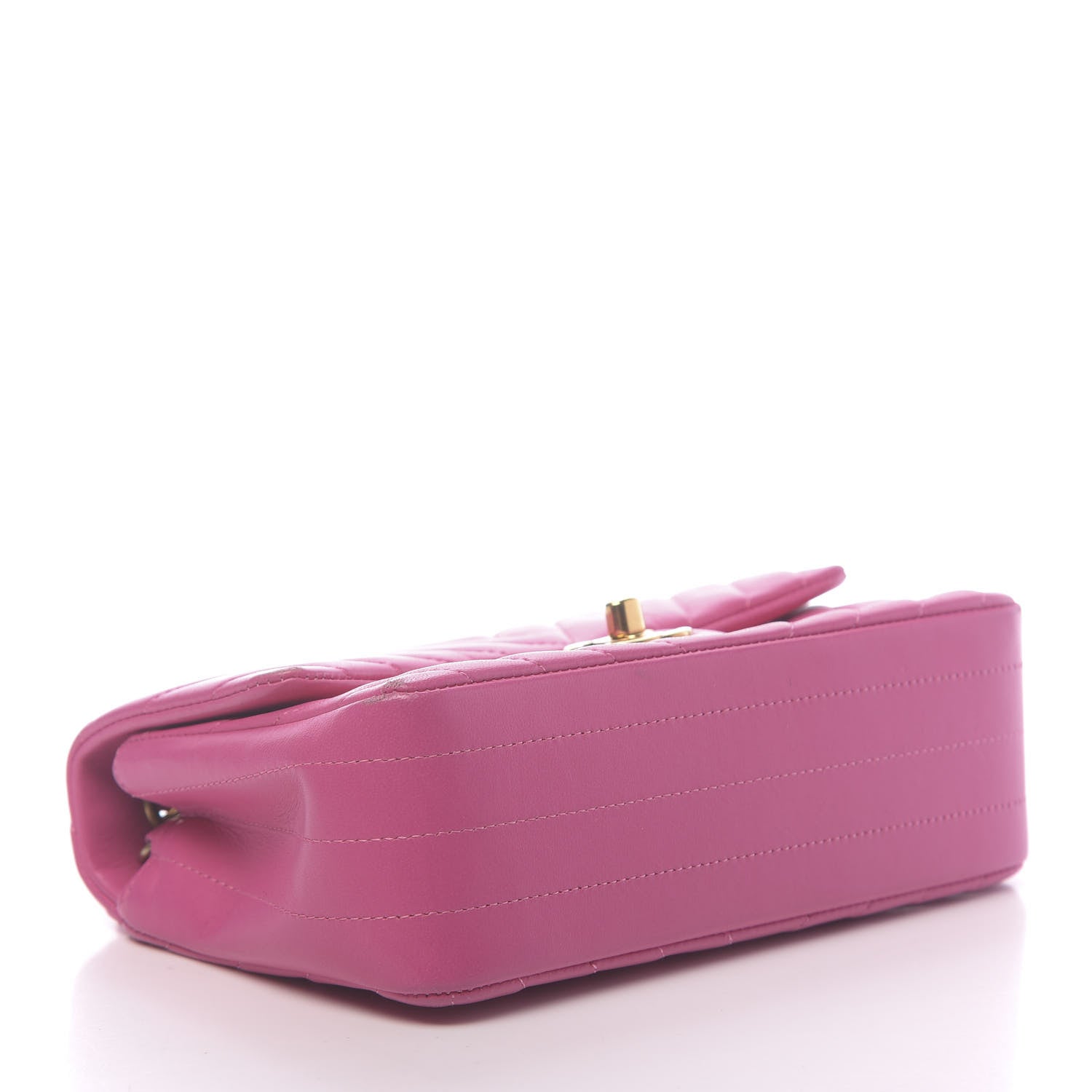 Chanel Lambskin Chevron Quilted Mini Rectangular Flap Fuchsia 4 of 15