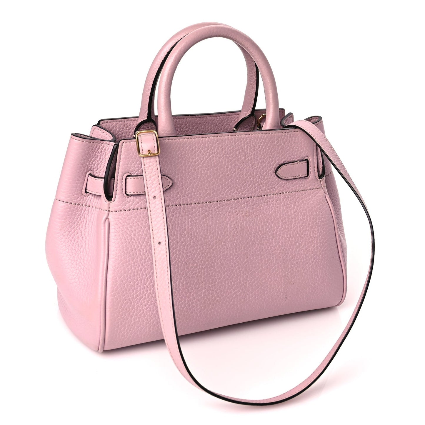 Heavy Grain Calfskin Small Belted Bayswater Tote Powder Pink Powder Pink