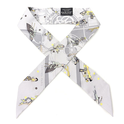 Hermes Silk Ex-Libris Les Parisiennes Twilly Gris Perle Jaune 1 of 4