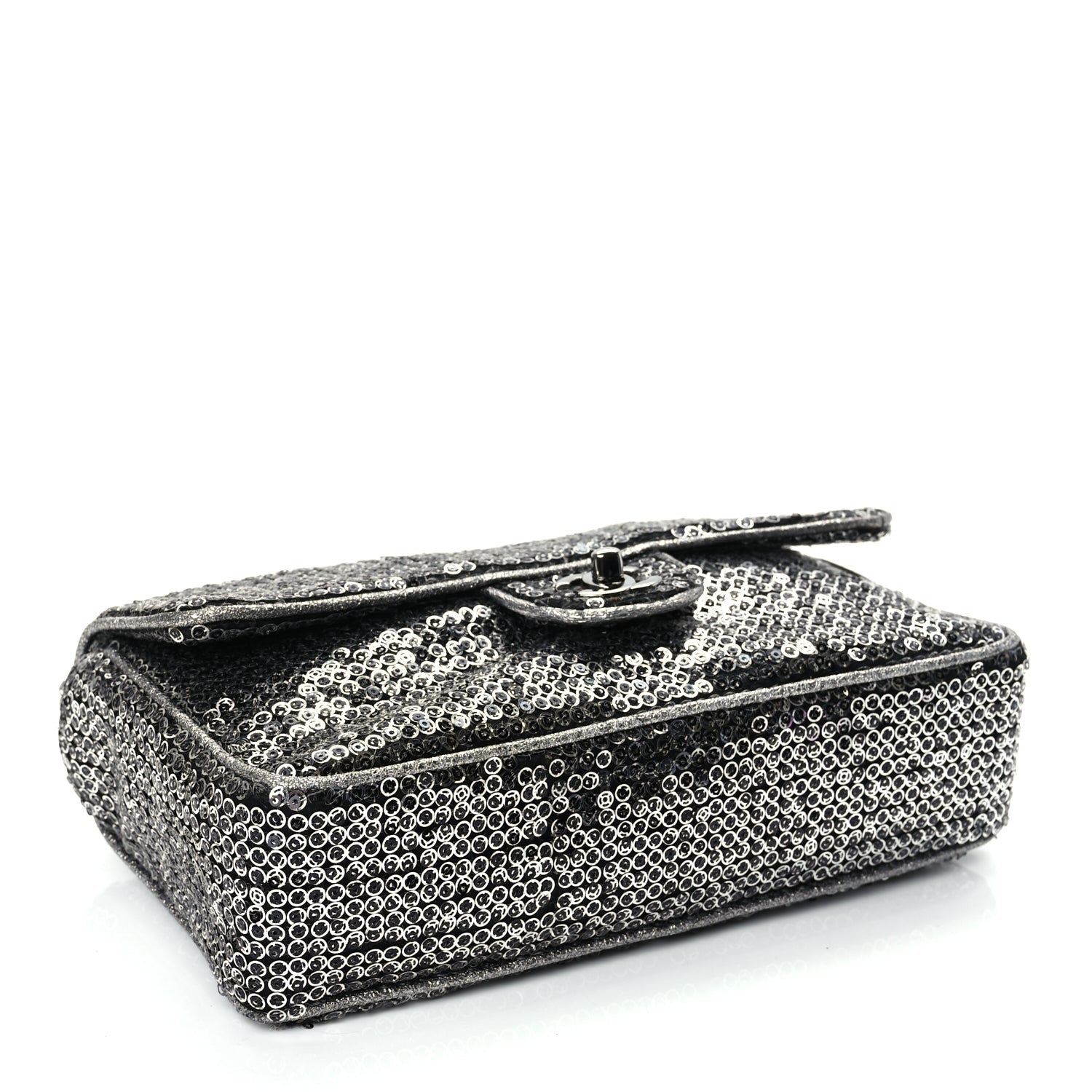 Chanel Sequin Medium Single Flap Dark Silver 3 of 17