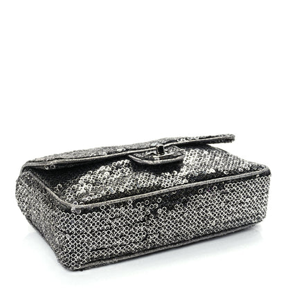 Chanel Sequin Medium Single Flap Dark Silver 3 of 17