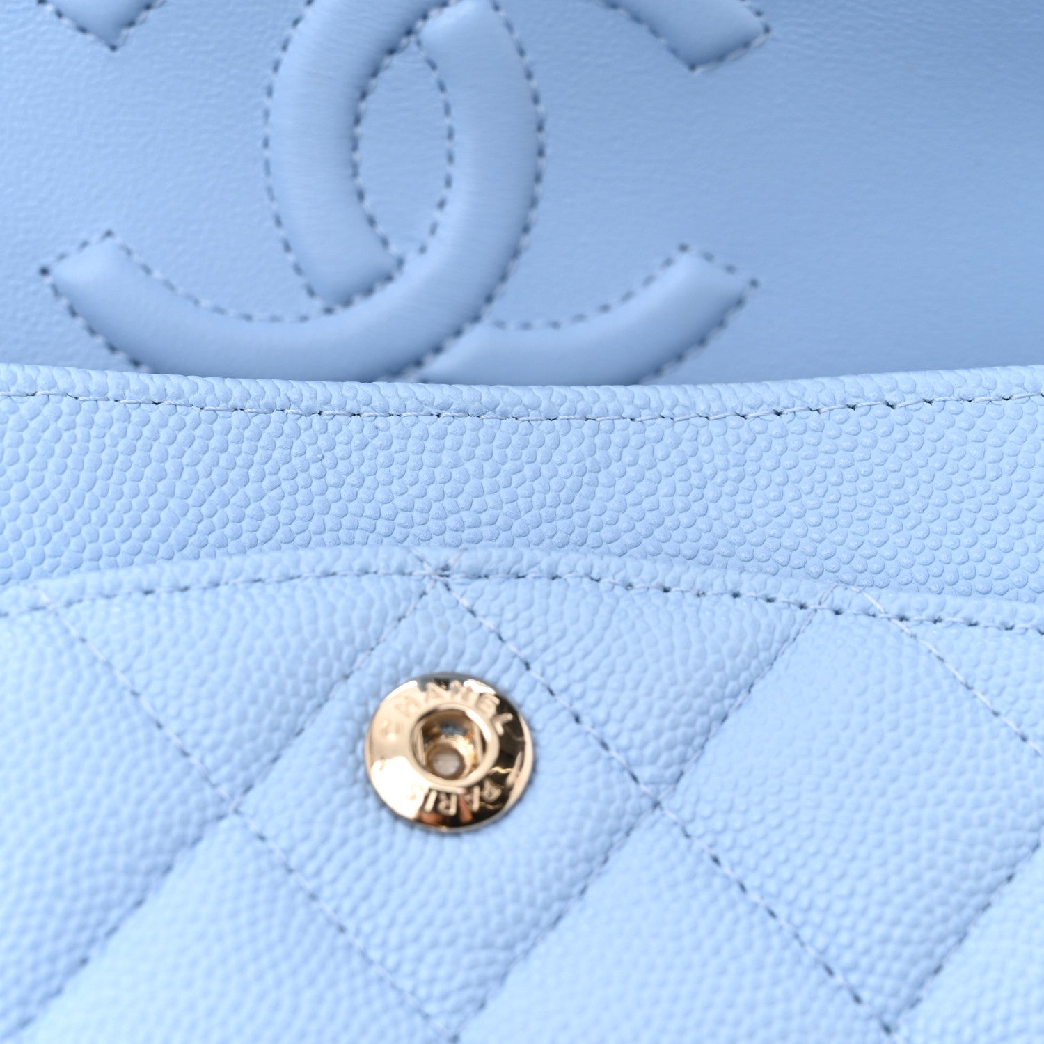 Chanel Caviar Quilted Small Double Flap Light Blue 12 of 13