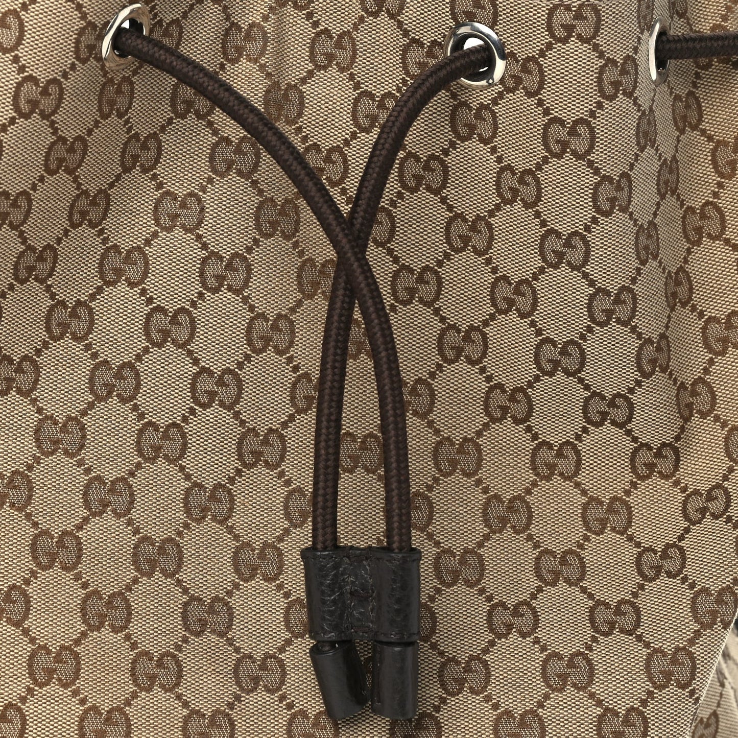 Monogram Dollar Calfskin O Drawstring Backpack  Beige Ebony Testa di Moro Dark Chocolate