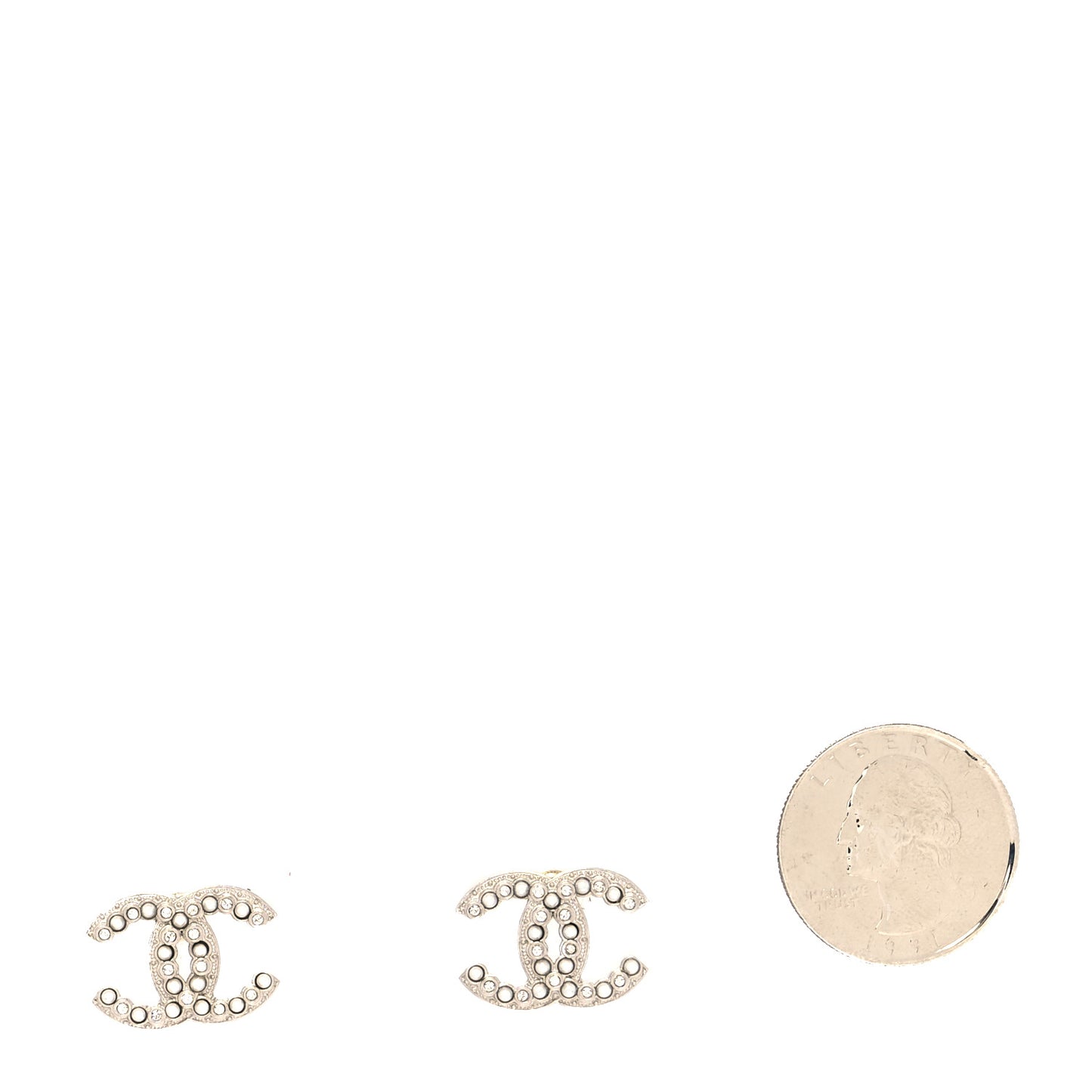 Crystal Pearl CC Earrings Silver