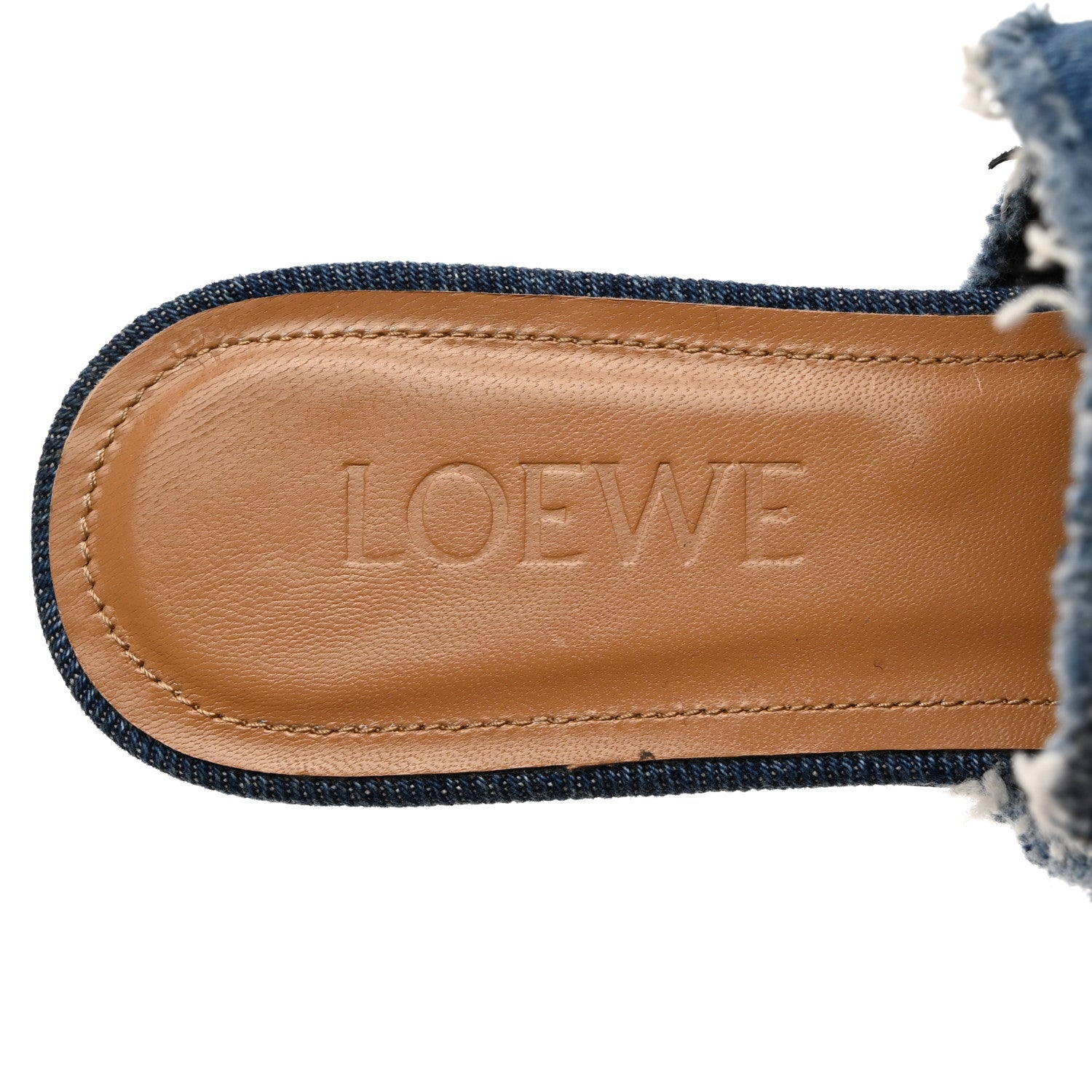 Loewe Washed Denim Calfskin Gate Mule Sandals 36 Blue Tan 7 of 9
